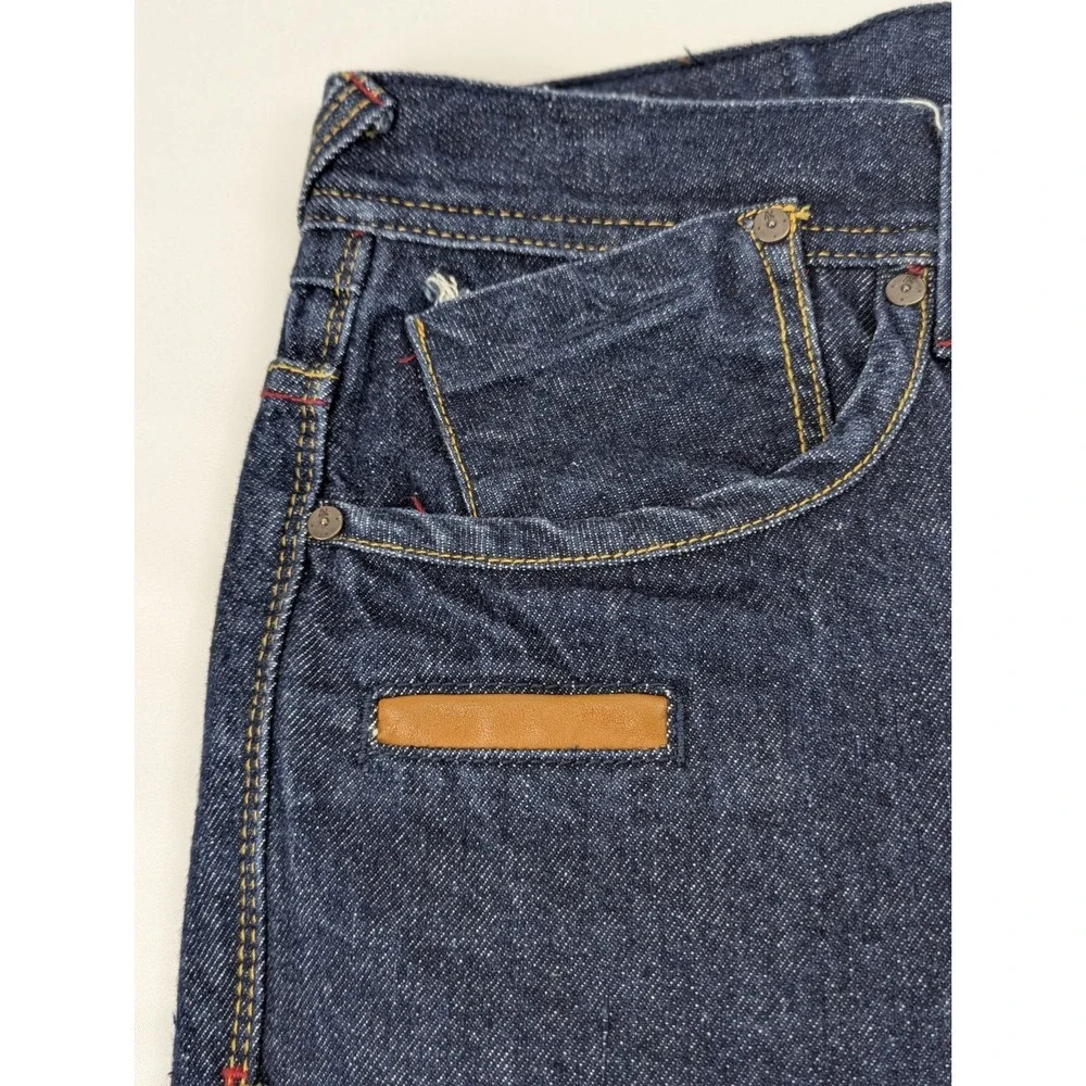Akoo Jeans Selvedge Denim Dark Mens‎ 40x30 Blue Wide Embroidered Western - Picture 5 of 12